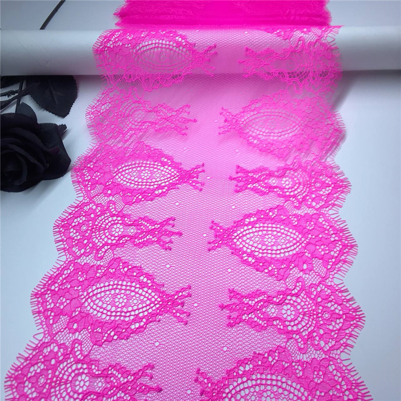 Embroidery Workshop - Fluoreszierende rosa Wimpern-Spitzenbesatz, Stickerei-Spitzenstoffe, DIY-Kleid, Nähzubehör,