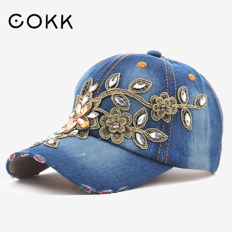 Embroidery Jeans Sakura - COKK Damen Baseball Cap Diamant Malerei