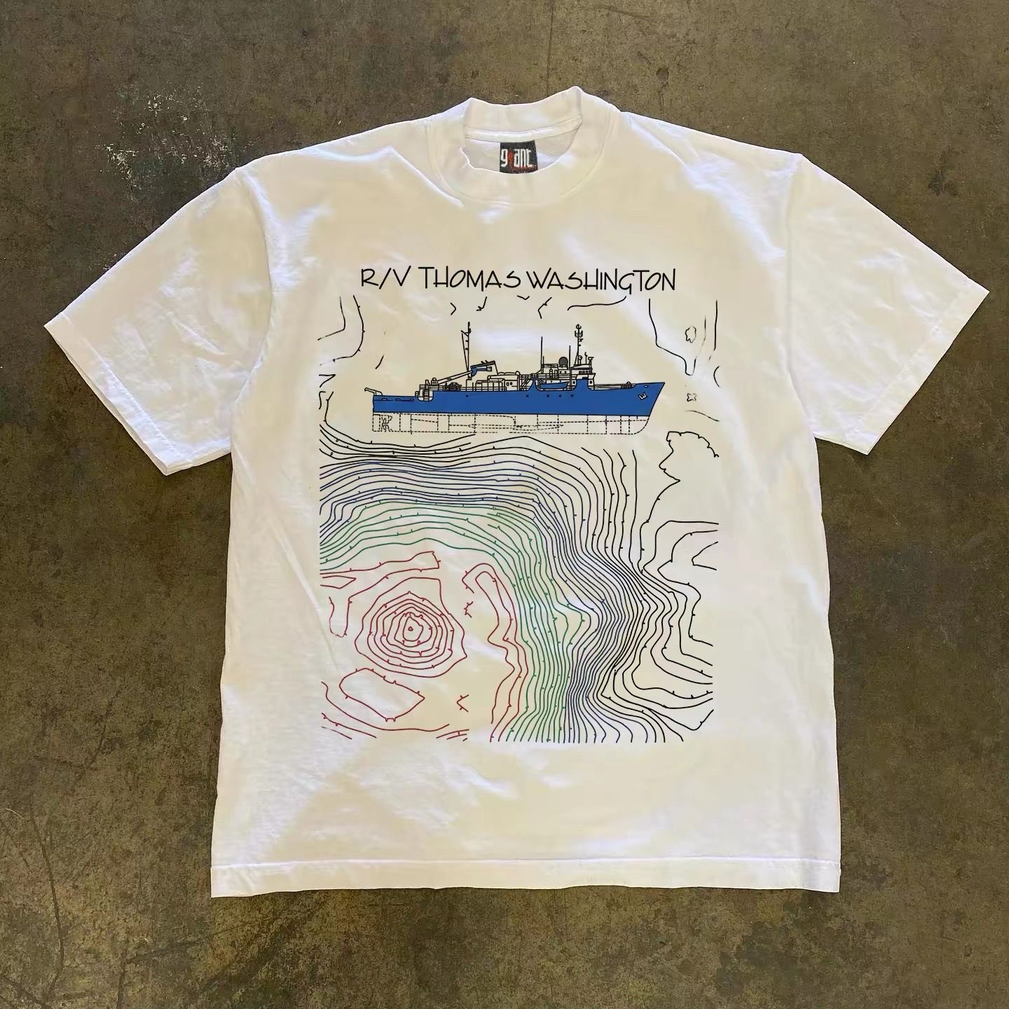 Embroidery Normal Map - Y2K American Vintage Ocean T-Shirt für