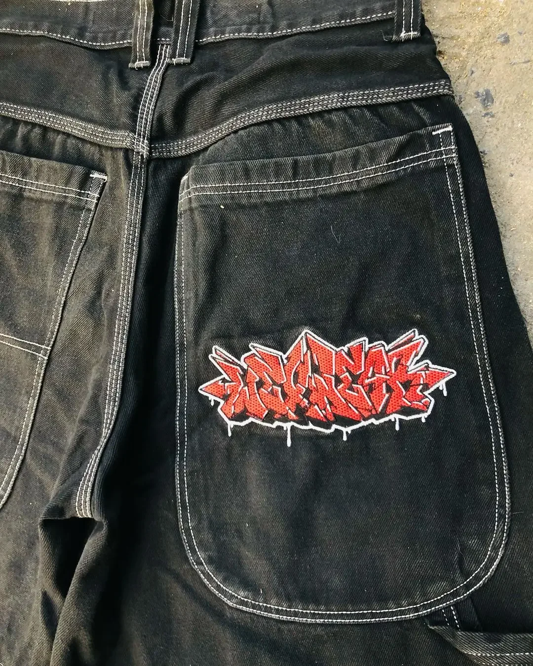 Embroidery Jeans - Harajuku Y2k Wexwear Jeans Stickerei Gym