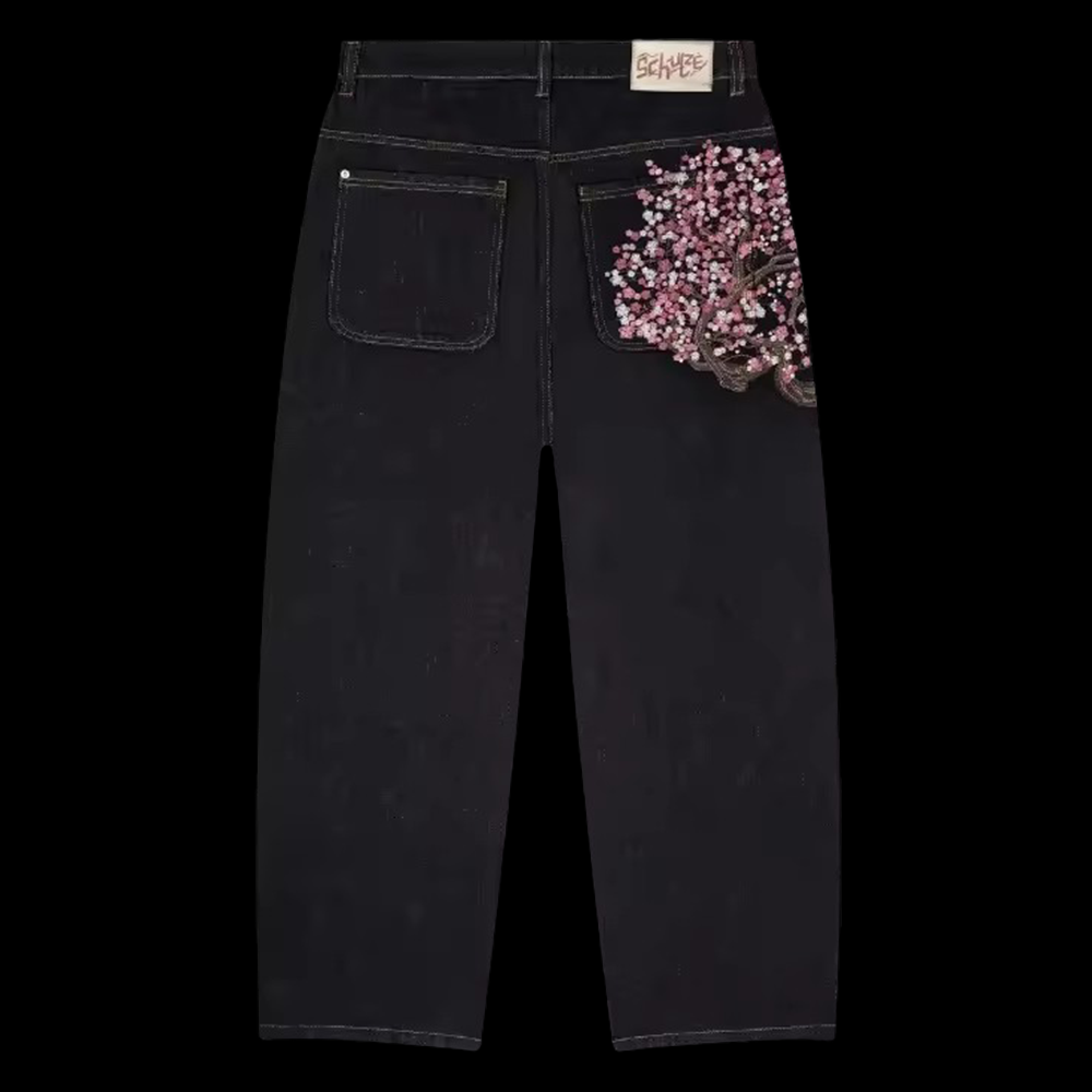 Embroidery Jeans Sakura - Y2K Herren Damen Harajuku Hip Hop
