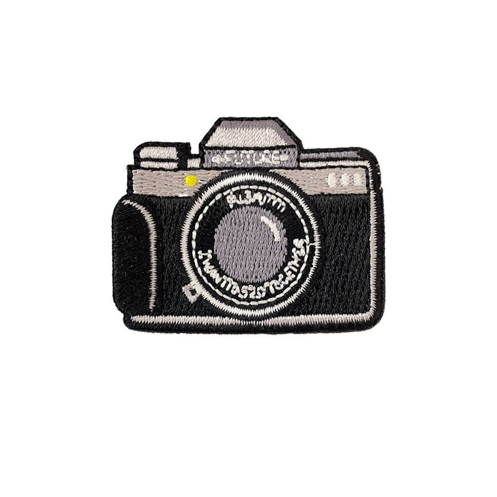 Embroidery Fonts - 1-teilige schwarze Kamera-Stickerei-Reparaturflicken für Tasche, Jacke,