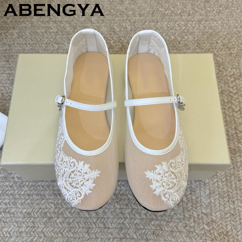 Embroidery Design - Spitzenbestickte flache Schuhe für Damen 2026