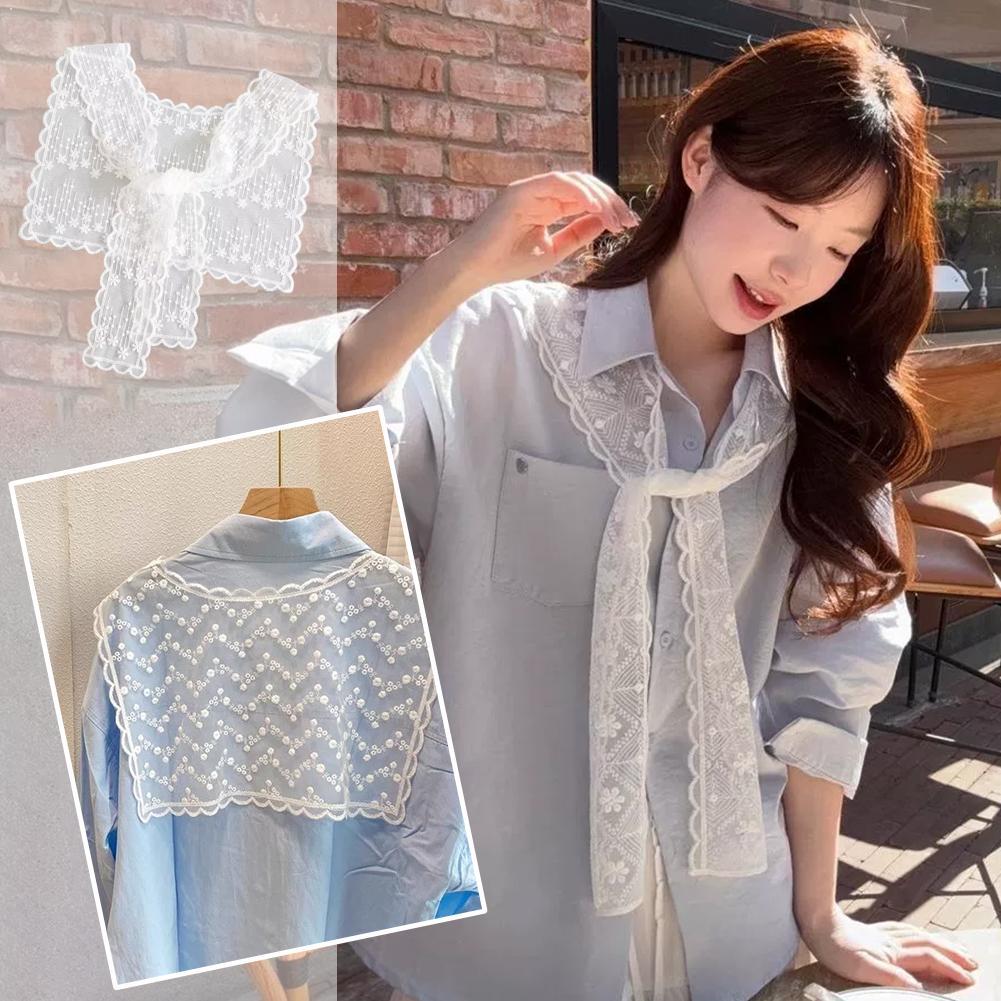 Embroidery On Shirt - Französischer Spitzen-Schal für Damen, eleganter, ausgehöhlter