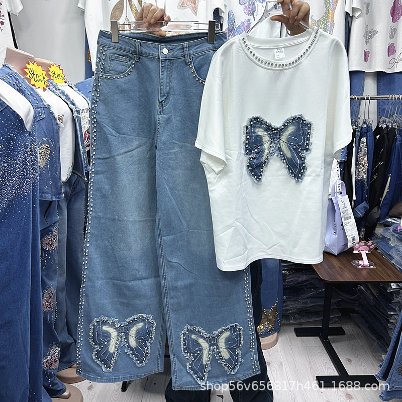 Embroidery Jeans - Neue Frühling Sommer Lose Frauen Zwei-stück