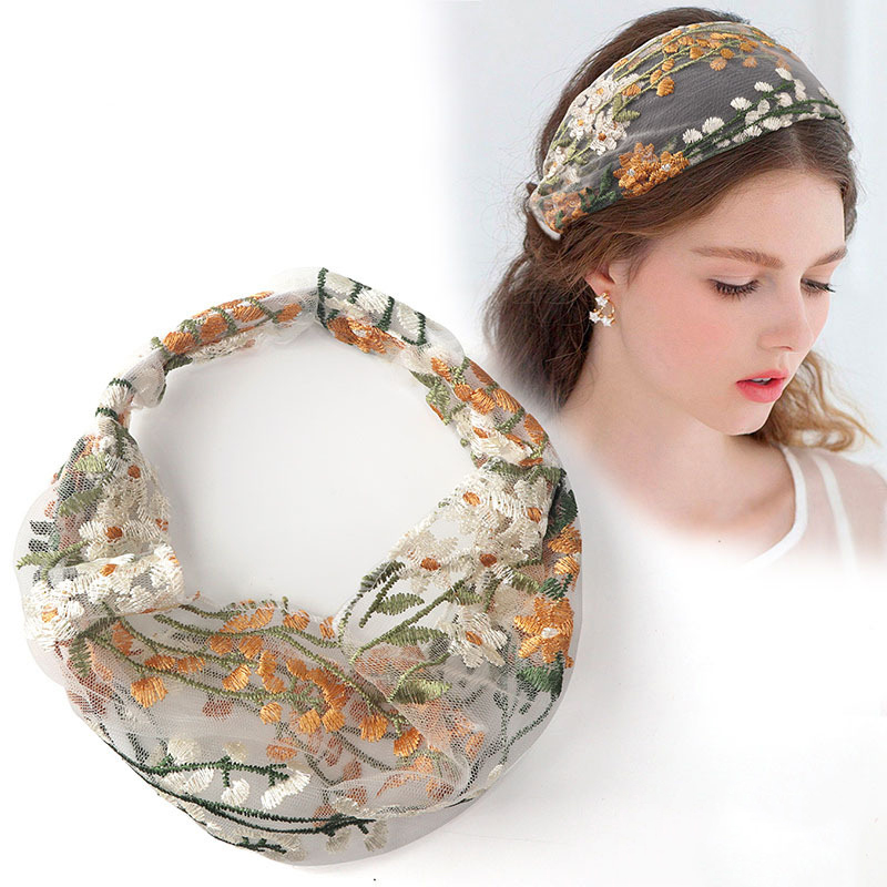 Embroidery Knot - Weiblichen Ethnischen Haarbänder Elastische Stickerei Spitze