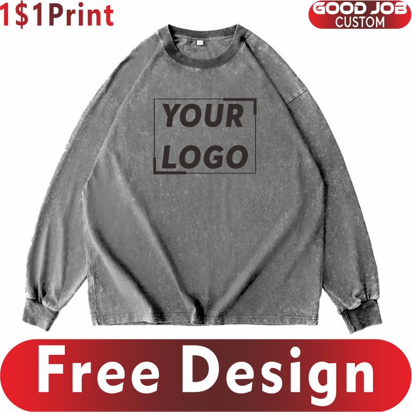 Embroidery Design Logo - Benutzerdefinierte T-Shirts Vintage-Langarmhemden Drucken Logo Lässige