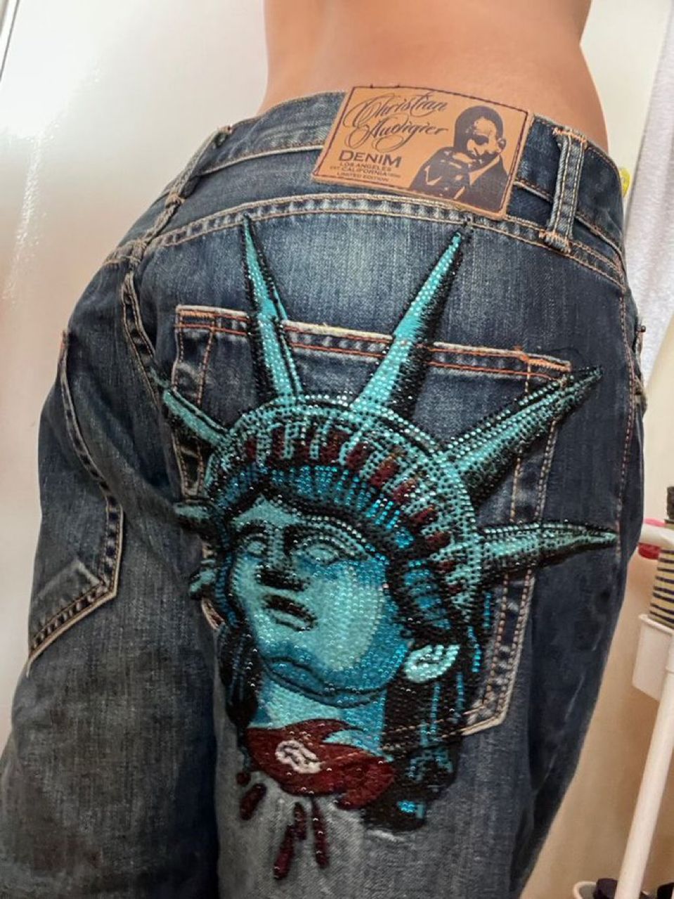 Y2k 2000er Jahre Freiheitsstat – Embroidery Jeans Sakura Bewertung und Preis