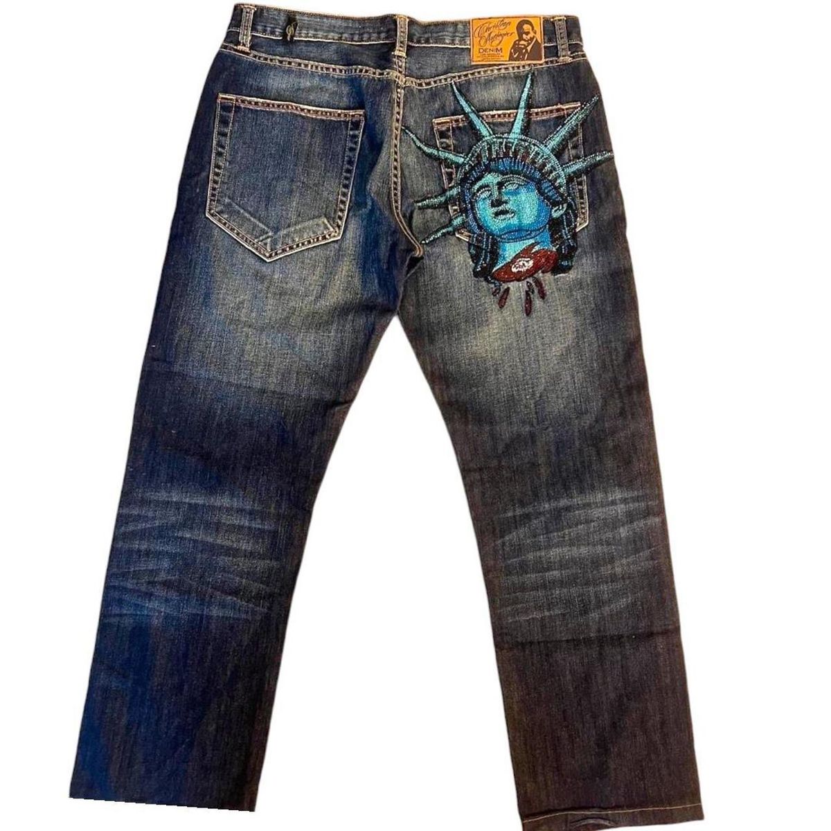 Y2k 2000er Jahre Freiheitsstat – Embroidery Jeans Sakura Bewertung und Preis