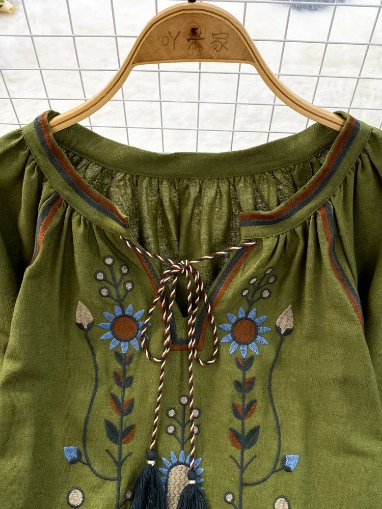 Frauen Frühling Bluse Ethnisch – Embroidery On Shirt Bewertung und Preis