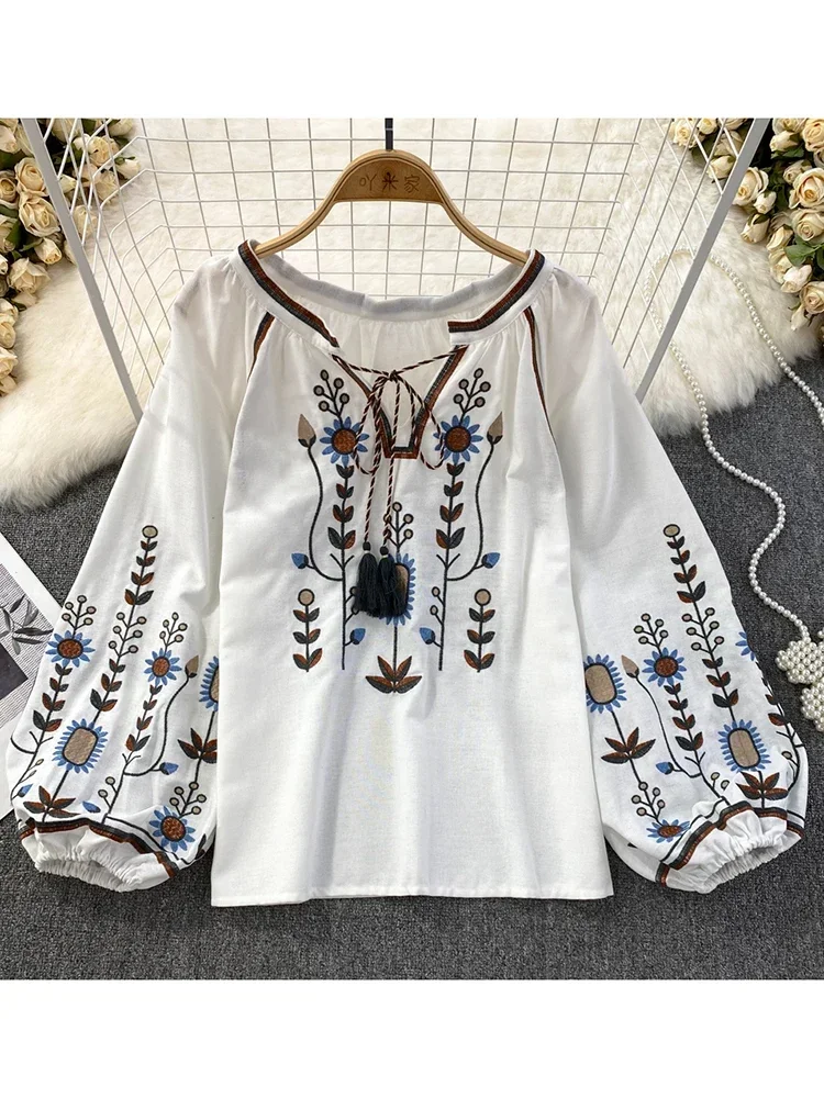 Frauen Frühling Bluse Ethnisch – Embroidery On Shirt Bewertung und Preis