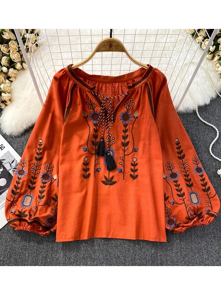 Frauen Frühling Bluse Ethnisch – Embroidery On Shirt Bewertung und Preis