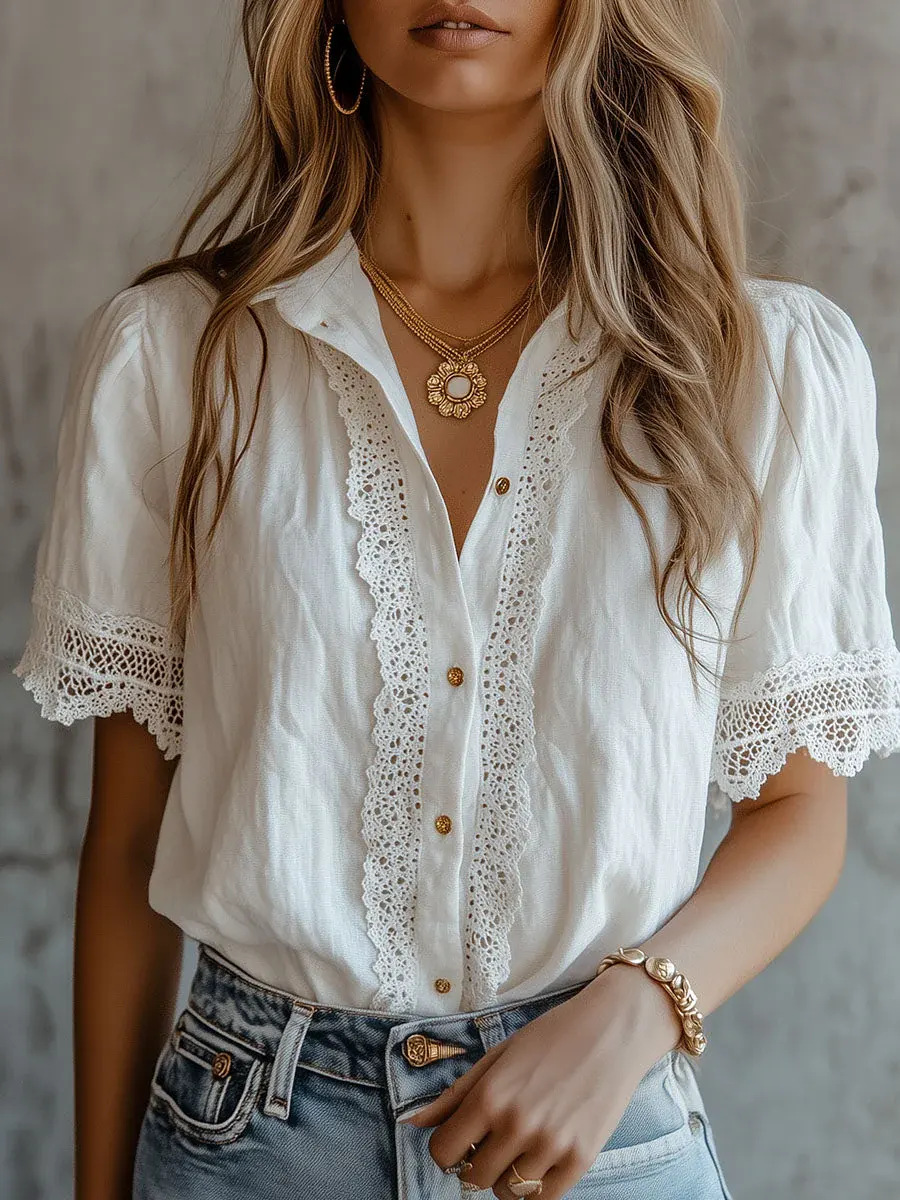 Elegante Damenblusen, lässig,  – Embroidery On Shirt Bewertung und Preis