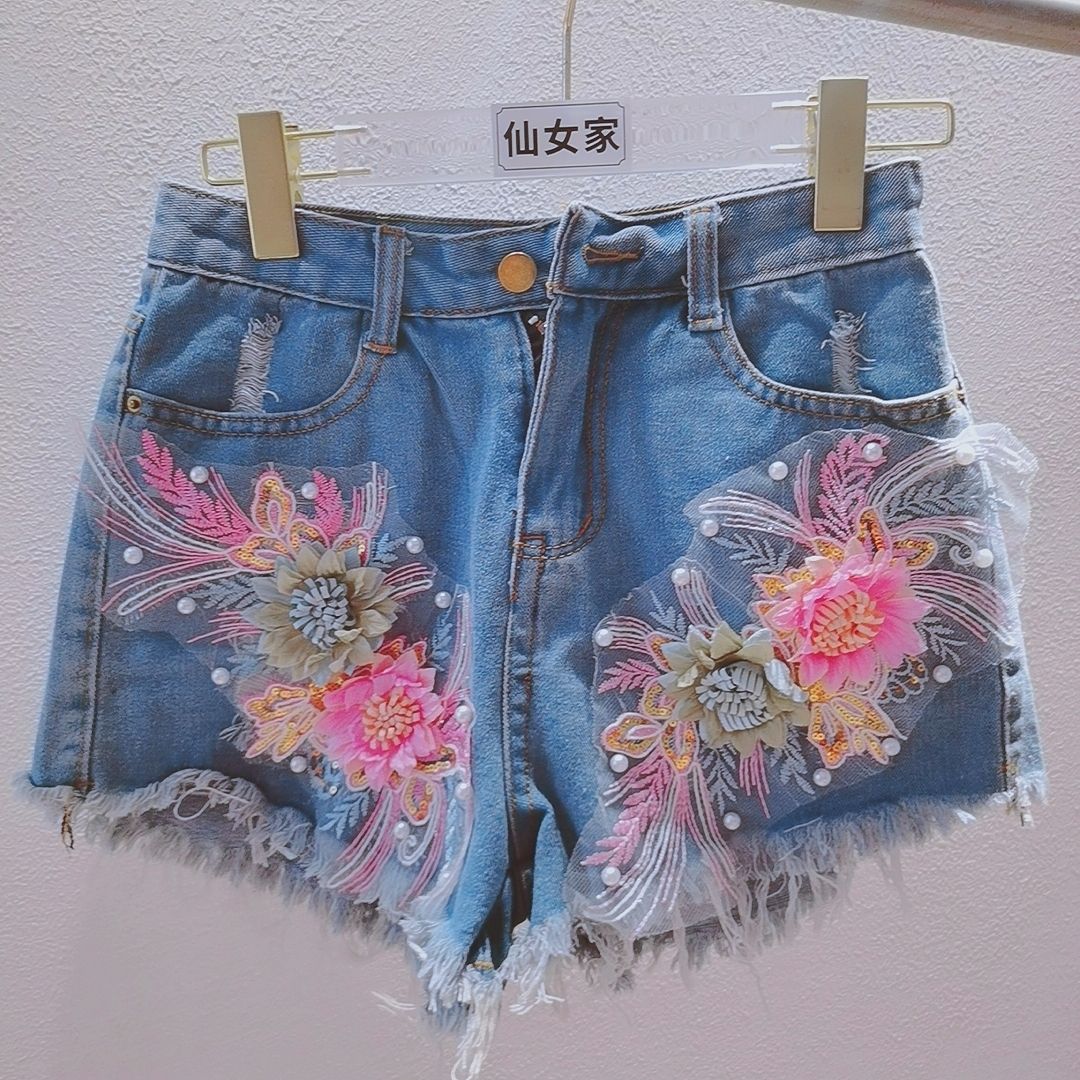 Koreanische Mode Frauen Sommer – Embroidery Jeans Sakura Bewertung und Preis