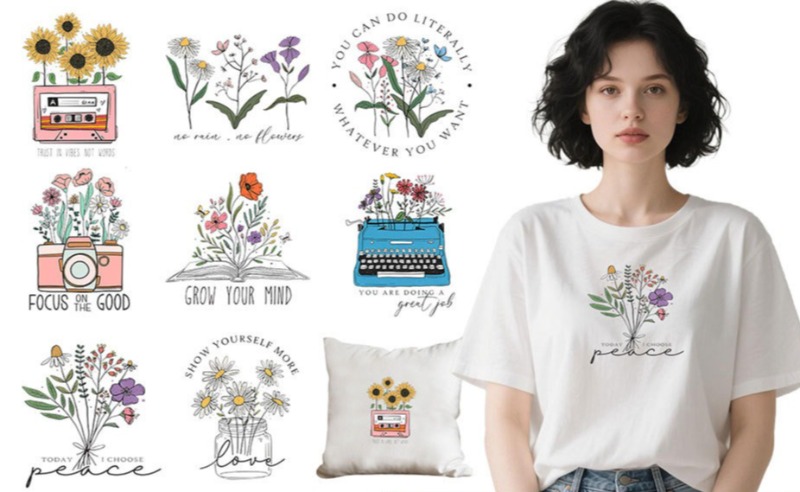 Cartoon-Blumenmotive zum Aufbü – Embroidery On Shirt Bewertung und Preis