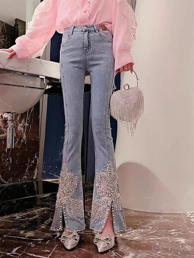 Frauen Hohe Taille Jeans Flora – Embroidery Jeans Sakura Bewertung und Preis