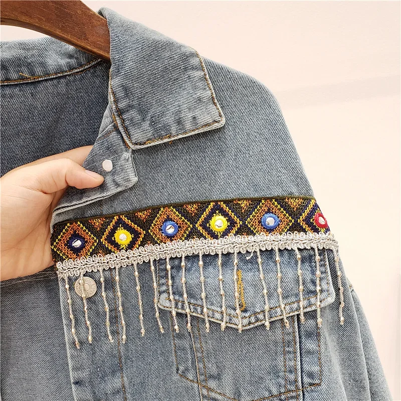 Stickerei Quaste Denim Jacke M – Embroidery Jeans Bewertung und Preis