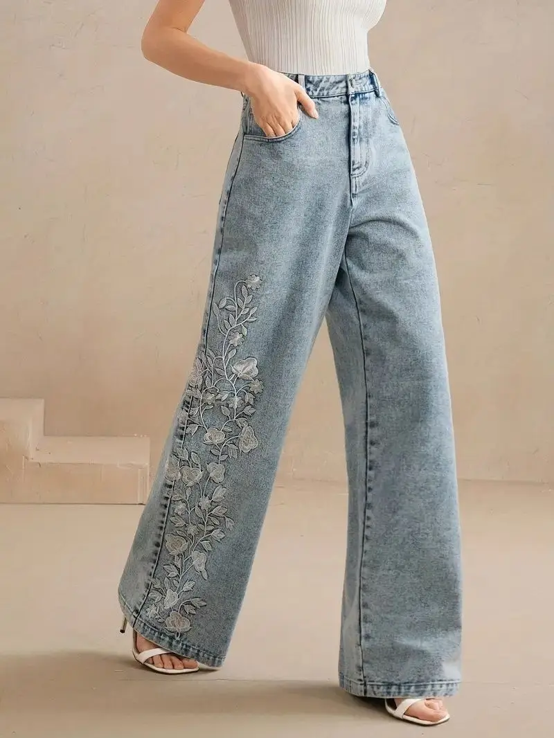 Damen Plus Size Y2K Straight L – Embroidery Jeans Bewertung und Preis