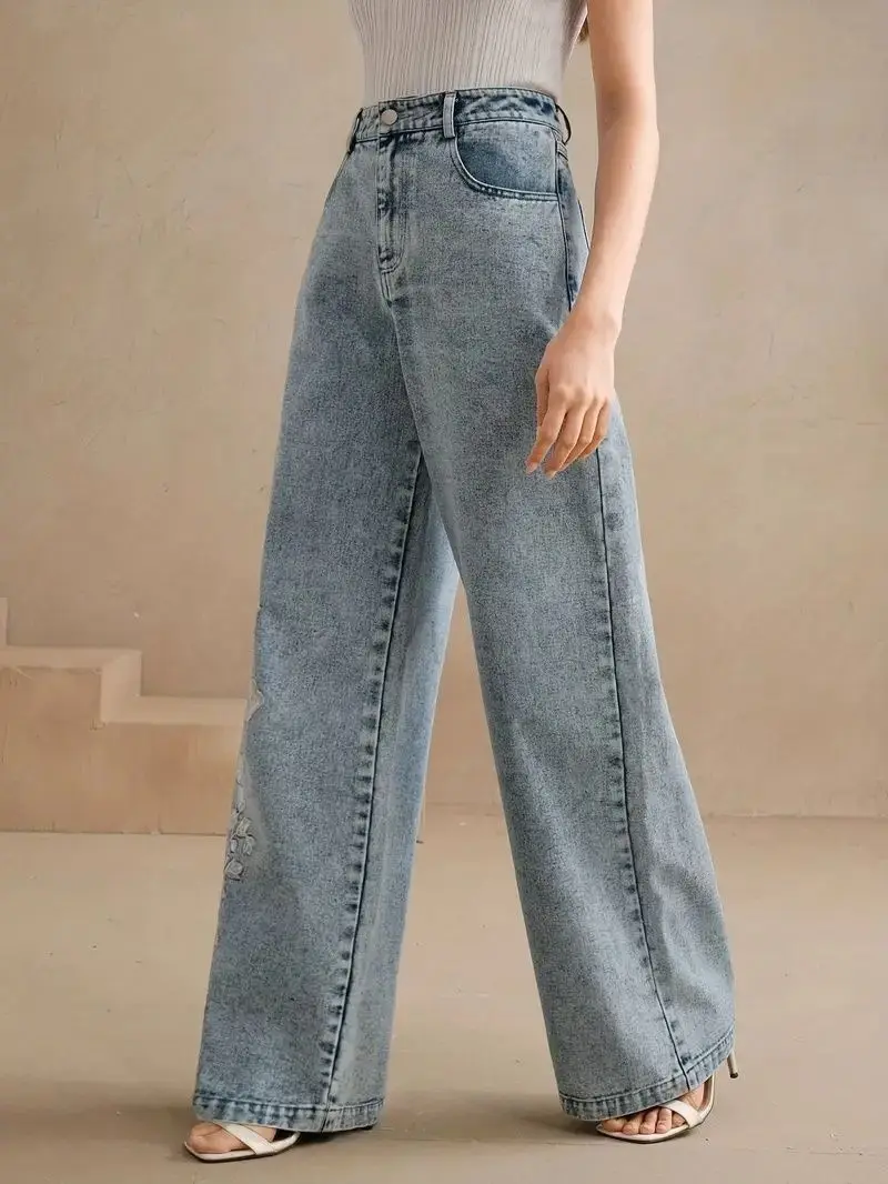 Damen Plus Size Y2K Straight L – Embroidery Jeans Bewertung und Preis
