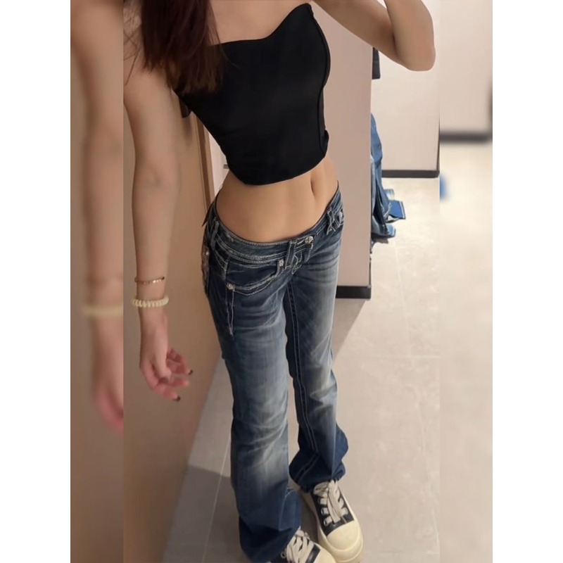 Damen Y2K Gothic Stickerei Hot – Embroidery Jeans Sakura Bewertung und Preis