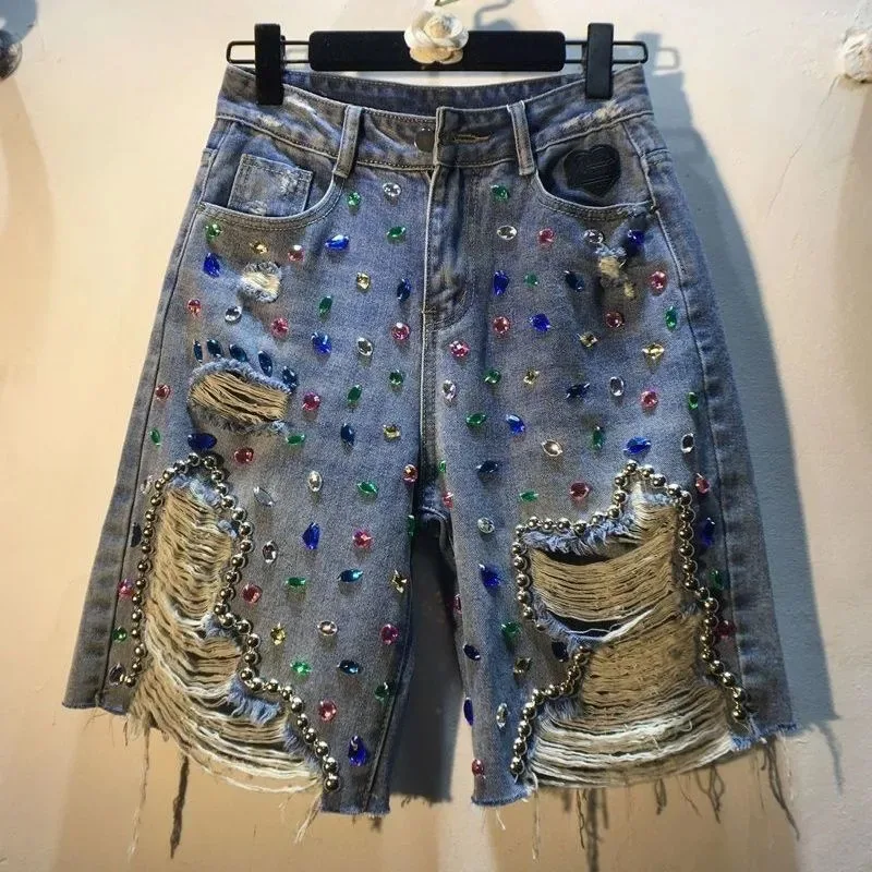 2025, Sommer Kurze Hosen Hohe  – Embroidery Jeans Sakura Bewertung und Preis
