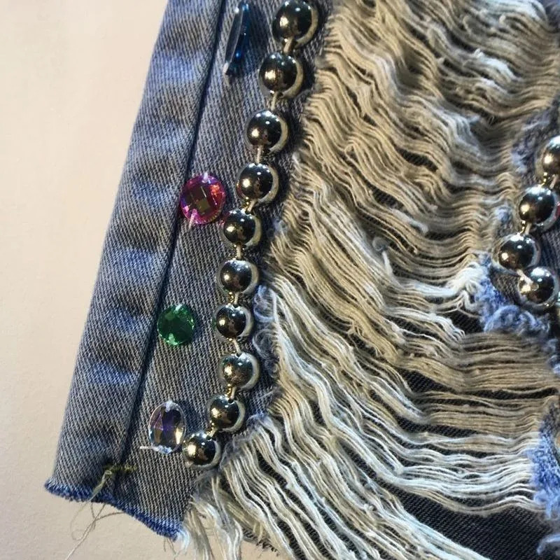 2025, Sommer Kurze Hosen Hohe  – Embroidery Jeans Sakura Bewertung und Preis