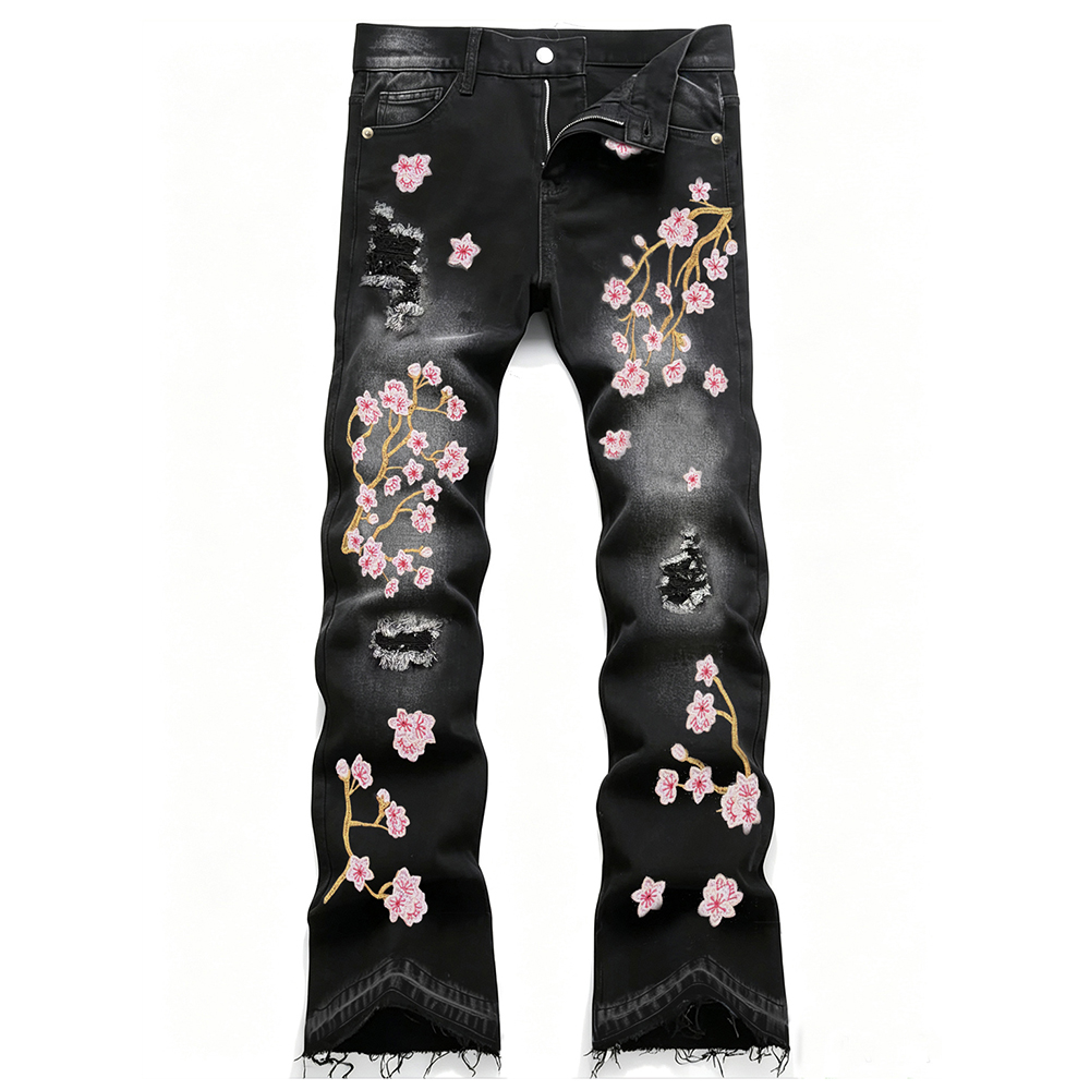 Herren Bootcut Stretch-Denim-J – Embroidery Jeans Sakura Bewertung und Preis